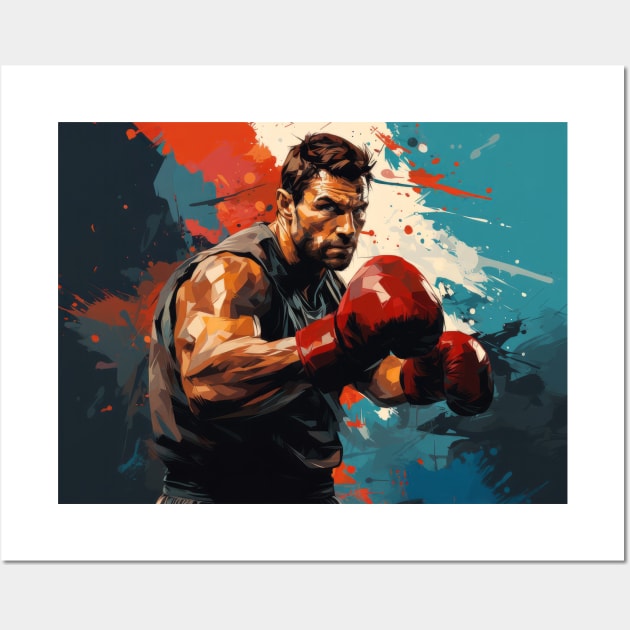 Boxer Boxing Sport Painting Abstract Art Decor Wall Art by Cubebox